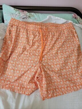 Laguna Men's Orange Patterned Drawstring Swim Shorts